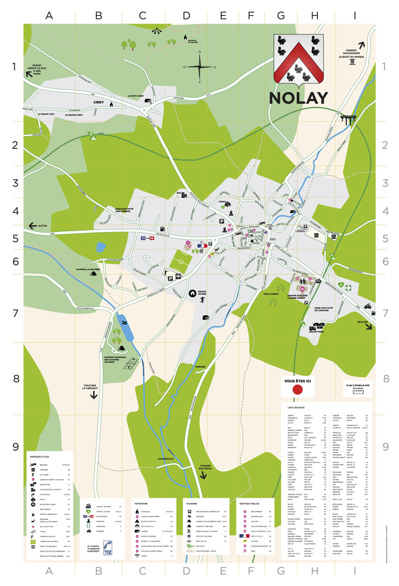 Design plan de Nolay, cité médiévale de Côte-d'Or