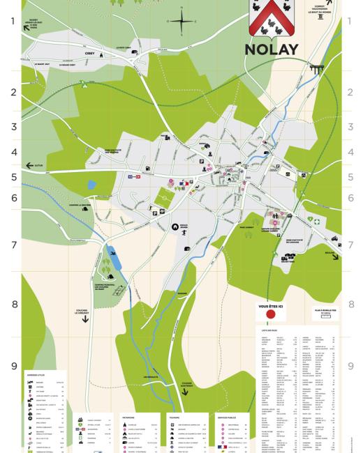 Design plan de Nolay, cité médiévale de Côte-d'Or